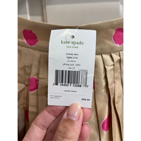 AUTH Kate Spade Melody Polka Dots Pleated Skirt in Size 10 NWT - Picture 2 of 5